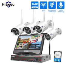Hiseeu 8CH 3MP 1536P Беспроводной комплект камер для видеонаблюдения на открытом воздухе Водонепроницаемый 1080P 2MP IP камера видеонаблюдения Системы комплект с 10,1 "монитор NVR 2024 - купить недорого