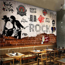 Papel de parede estilo britânico com tamanho personalizado, mural de parede 3d de tijolos retrô rock bar ktv decoração industrial mural de parede 2024 - compre barato