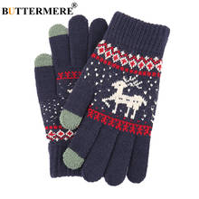 Buttermere luvas brancas de tricô, mulheres homens toque screen padrão cervo natal quente masculino feminino luva fashion 2024 - compre barato