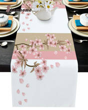 Camino de mesa con hojas de pétalos de flor de melocotón, decoración para el hogar, cocina, manteles individuales 2024 - compra barato