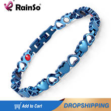 Rainso Women's Heart Design Magnetic Bracelet 4 Elements Health Stainless Steel Bracelets Blue Women's Jewelry OSB-082BLFIR 2024 - buy cheap