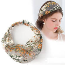 1 peça faixa de cabelo renda bordada vintage artesanal flor turbante feminino turbante elástica arco de cabelo acessórios para cabelos 2024 - compre barato