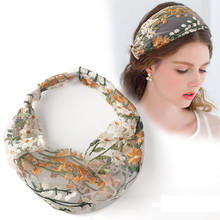 1PC Vintage Handmade Embroidery Lace Flower Hairband Girls Turban Elastic Headwear Headband Hair Accessories 2024 - buy cheap