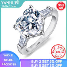 Yanhui 3.0ct anéis de coração para as mulheres s925 prata joia de casamento noivado zircônia cúbica pedra elegante acessórios do anel 2024 - compre barato