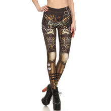 Legging estampada steampunk feminina, elástica, cintura alta, push up, calça de treino, roupa fitness, punk a vapor, presente para menina, gótico 2024 - compre barato