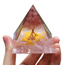 Pirâmide de morango artesanal, árvore da vida original, quartzo com cristal rosa, cura orgonita, energia, chakra, reiki 6cm 2024 - compre barato