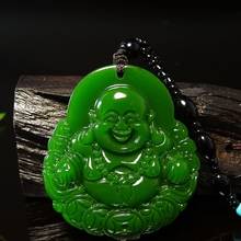 Colgante de Buda Maitreya tallado a mano de Jade Natural verde, joyería de Boutique, collares para hombres y mujeres, accesorios de regalo 2024 - compra barato