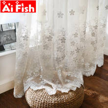 Cortina branca renda de luxo transparente painéis florais bordado janela de fluxo luz para o quarto privacidade translúcido tule cortinas zh023 #5 2024 - compre barato