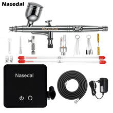 Nasedal Auto-Stop Function Airbrush Compressor 7cc 0.3mm Dual-Action Airbrush Spray Gun for Model Cake Painting Nail Art 2024 - купить недорого