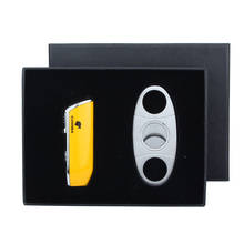 COHIBA Cigar Accessories Set Metal Cigar Cutter Lighter Set Sharp Cutter 3 Jet Flame Lighters with Gift Box 2024 - buy cheap