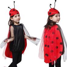 Children Girls Red Ladybug  Costume Ladybird Cloak Antenna Hat Clothing Party  costume for kids    Cosplay Halloween 2024 - buy cheap