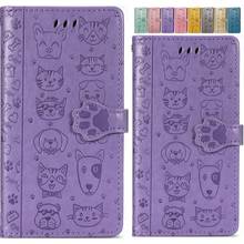 Capa de celular fofa com estampa de patinhas para samsung galaxy m30s m40s m60s m80s a50 a51 a81 a91 carteira de couro infantil engraçada o05f 2024 - compre barato