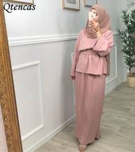 Ramadan Eid Dubai Abaya Turkey Pleated Muslim Dress Sets Abayas for Women Turkish Dresses Arabic Islamic Clothing Kaftan Niqab 2024 - buy cheap