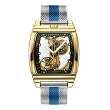 Reloj Mecánico de acero para hombre, accesorio masculino de pulsera con mecanismo de Tourbillon dorado, transparente, diseño Steampunk 2024 - compra barato