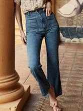 Retro Denim Jeans Women Elegant Zip Pockets Pantalon Long Pants Lady High Waist Flared 2021 Casual Chic jeans femme taille haute 2024 - buy cheap
