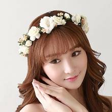 Tiara feminina floral flores casamento, faixa de cabelo artesanal 2024 - compre barato