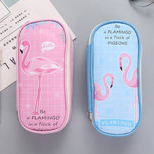 Estojo criativo de flamingo em pu com zíper, suporte para lápis, material escolar, caixa de lápis para artigos de papelaria, 1 peça 2024 - compre barato