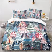 Conjunto de cama com tema de desenho animado nórdico, estampado, inverno, floresta, 3d, capa de edredom, fronha, 2/3 unidades 2024 - compre barato