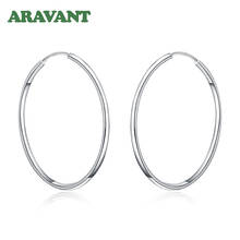 925 Silver 35/50/60MM Hoop Earring For Women Fashion Jewelry Gift 2024 - buy cheap