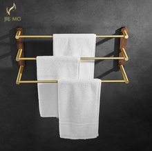 North America Walnut towel hanger Bath towel rack multistory shelf wood towel rod wood towel shelf brushed gold 2024 - buy cheap