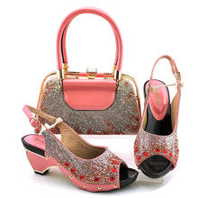 2020 African New Arrival Special Style Nigerian Party Italian design Women Shoes and Bag Set in Pink Color 2024 - buy cheap