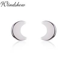 Slim Cute 925 Sterling Silver Small Moon Stud Earrings For Women Girls Toddler Girls Kids Jewelry Orecchini Aros Aretes Kolczyki 2024 - buy cheap