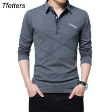 TFETTERS-Camiseta larga de marca para hombre, camisa de diseñador a rayas, ajustada, holgada, informal, de algodón, talla grande 2024 - compra barato