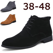 2019 Plus Size 38-48 Men Boots Solid Casual Leather Autumn Winter Ankle Boots Brand Male Suede Leather Men Shoes ui89 2024 - buy cheap