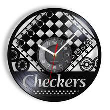 Chess And Checkers Chess Board Wall Clock Checkers Vintage Vinyl Record Wall Clock Checkers Wall Decor Gift for Chess Lovers 2024 - buy cheap