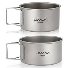 Lixada titanium bowl com alças dobráveis jantar recipiente de alimentos utensílios de mesa titânio para acampamento ao ar livre caminhadas mochila 2024 - compre barato