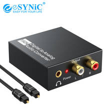 ESYNiC-convertidor DAC Coaxial Toslink a RCA, adaptador de Audio analógico de 3,5mm con clavija para auriculares de 192kHz, convertidor de Audio Digital a analógico 2024 - compra barato
