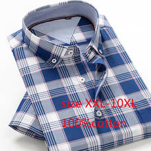 New High Quality Short Sleeve Summer Super Large 100% Cotton Men Dress Shirts Casual Plaid Thin Fashion Plus Size XXL-10XL 42-50 2024 - buy cheap