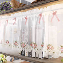 Cortina de cozinha branca de tule cortina floral bordada pura para porta de café valança pastoral transparente cortinas de decoração de janela 2024 - compre barato