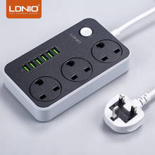LDNIO стандарта ЕС, США, Великобритании Plug 3.4A 6 USB электрическая розетка смарт-удлинитель Мощность полосы Зарядное устройство адаптер 3 розетки Защита от всплесков напряжения Выключатель для дома 2024 - купить недорого