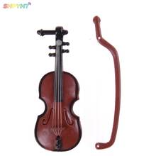 1PCS Music Instrument DIY 1/12 Dolls House Wooden Violin with Case Stand Plastic Mini Violin Dollhouse Crafts NEW 2021 2024 - buy cheap