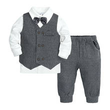 Boys Formal Suits Kids Weeding Party Sets Gentleman Vest shirt Pants 3pcs Waistcoat Costumes Baby boys Fashion Outfits Clothes 2024 - buy cheap