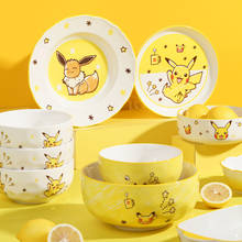 Kawaii Pokemon Pikachu Tableware Anime Ceramic Household Cartoon Bowl Dish Spoon Set A Variety of Cute Sweet Girl Heart Gift