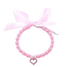 Pet Dog Pearls Necklace Collar with Bling Heart Charm Pet Puppy Wedding  Jewelry Accessories for Female Dogs Cats 2024 - buy cheap