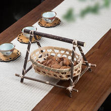 Cesta de almacenamiento de tejido de bambú hecha a mano, para aperitivos, comida, picnic, cocina, WF10251055 2024 - compra barato