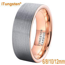 6/8/10/12mm Tungsten Ring Men Women Wedding Band Rose Gold Color Pipe Cut And Brushed Excellent Quality Comfort Fit 2024 - buy cheap