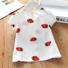 2021 Summer New Girls Blouses Cotton Strawberry Print Baby Shirt Short Sleeve Cute Casual Kids Clothing Shirts Dress 2024 - buy cheap