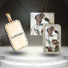 Hip hop grande quadrado foto personalizada memória iced bling aaa + zircônia cúbico personalizado colar & pingente para jóias masculinas sólido volta 2024 - compre barato