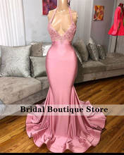 Sexy Pink Mermaid African Prom Dresses Birthday Party Dress Beaded Backless Aso Ebi Cocktail Gowns Vestidos De Fiesta 2024 - buy cheap