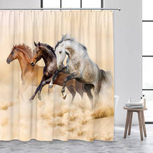 Занавеска для душа с изображением животных на ферме, красивая лошадь, ландшафт, s, водонепроницаемая ткань, декор для ванной комнаты, висячая занавеска с крючками, экран для ванной 2024 - купить недорого