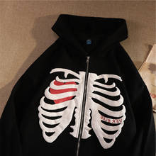 Sudadera con capucha de esqueleto Y2K para mujer, ropa de calle gótica negra con cremallera, de gran tamaño, Retro, Harajuku 2024 - compra barato