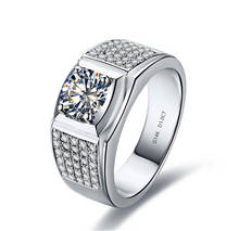 Solid 14K White Gold AU585 Men's Ring 1CT  Moissanite Diamond Men's Wedding Ring Promise Gift For Man Brilliant Forever 2024 - buy cheap