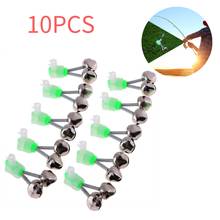 10pcs Rod Pod Carp Fishing Bell LED Night Fishing Rod Fishing Bite Sensor Lure Alarm Light With Twin Bell Ring Fishing Accessory