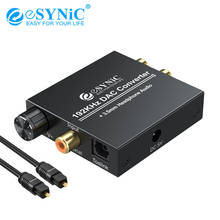 Esyic-conversor coaxial toslink para rca, áudio analógico, entrada para fone de ouvido 3.5mm, 192khz, digital para analógico, conversor, suporte pcm 2024 - compre barato