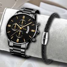 Fashion Stainless Steel Men Watch Bracelet Luxury Calendar Quartz Wristwatch Business Watches for Man Clock Relogio Masculino 2022 - buy cheap