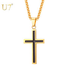 U7 Cross Necklace for Men Stainless Steel Silver Gold Black Cross Pendant Necklace Simple Jewelry Gifts 22 Inches Chain P581 2024 - buy cheap